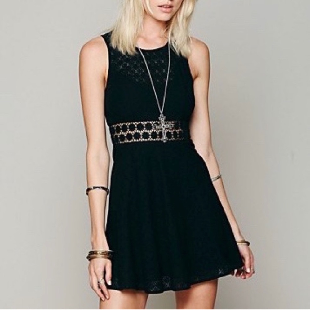 Free People Black Lace Crochet Daisy Dress - Picture 2 of 6
